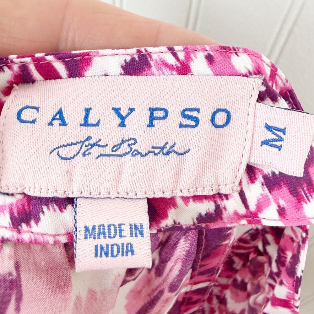 Calypso St Barth Brigitte Batik Magenta Print Maxi Dress Medium - Picture 14 of 16